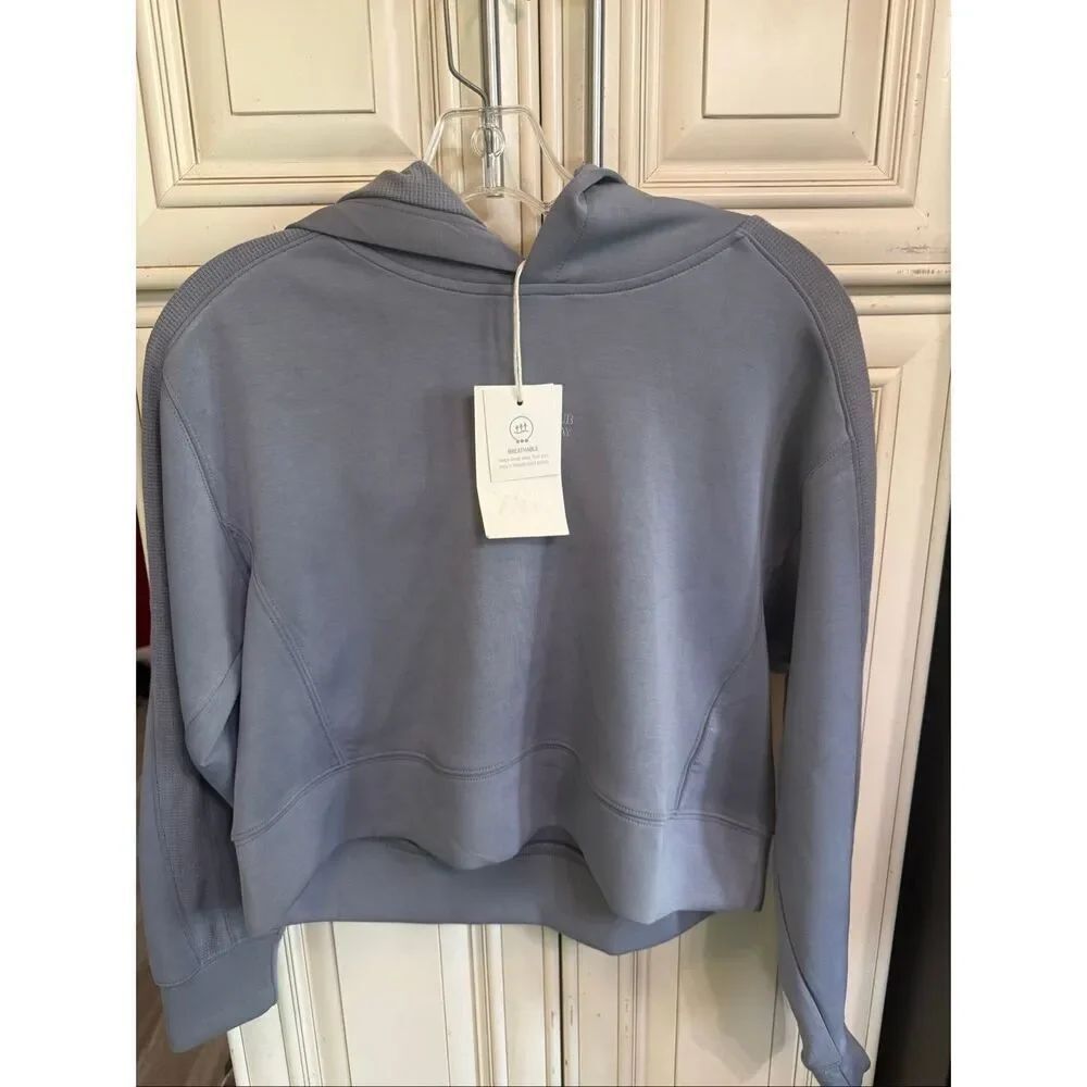 ZARA Girls' Slogan Print Breathable Long Sleeve Hoodie Blue Size 12-13 NWT